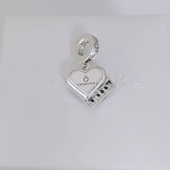 Pandora Grand Piano Heart Dangle Charm S925 Sterling Silver with box - Picture 6 of 9